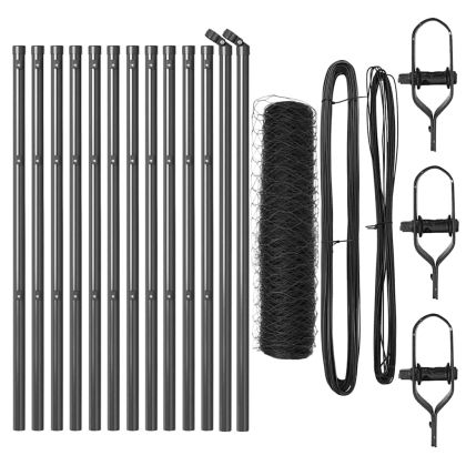 Оградa с колчета Сив 0.6 x 25 м Покрит със PVC стомана