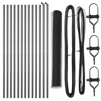 Оградa с колчета Сив 1.2 x 25 m Покрит със PVC стомана