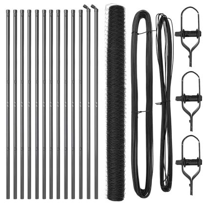 Оградa с колчета Сив 1.5 x 25 m Покрит със PVC стомана