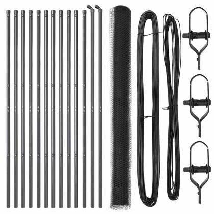 Оградa с колчета Сив 1.6 x 25 m Покрит със PVC стомана