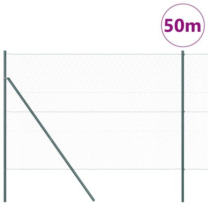 Оградa с колчета Сив 1.5 x 50 m Покрит със PVC стомана