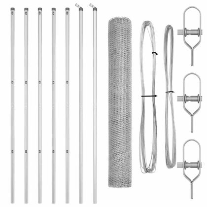 Оградa с колчета Сребрист 1 x 10 m Покрит със PVC стомана
