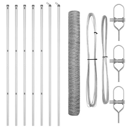 Оградa с колчета Сребрист 1 x 10 m Покрит със PVC стомана