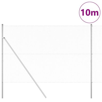Оградa с колчета Сребрист 1.5 x 10 m Покрит със PVC стомана