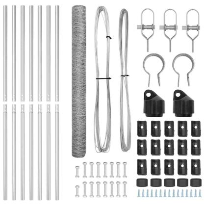 Оградa с колчета Сребрист 1.5 x 10 m Покрит със PVC стомана