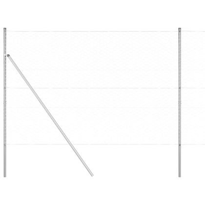 Оградa с колчета Сребрист 1.5 x 10 m Покрит със PVC стомана