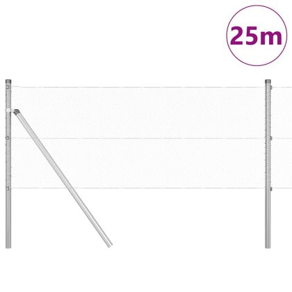 Оградa с колчета Сребрист 0.6 x 25 м Покрит със PVC стомана