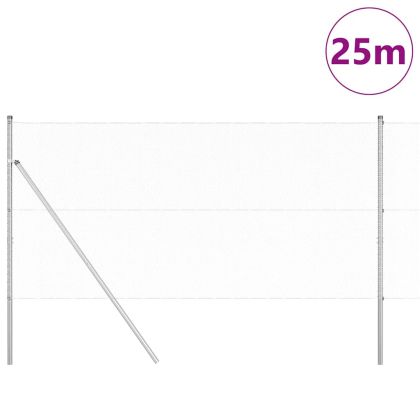 Оградa с колчета Сребрист 1.4 x 25 m Покрит със PVC стомана