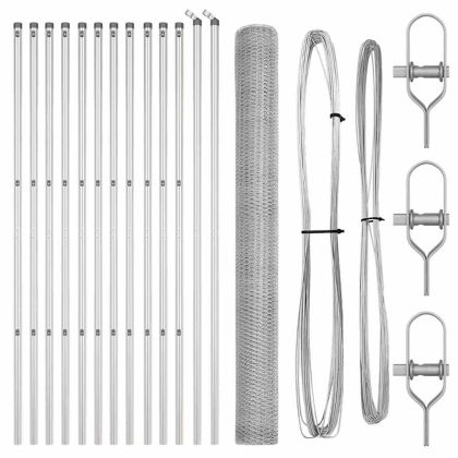 Оградa с колчета Сребрист 1.5 x 25 m Покрит със PVC стомана