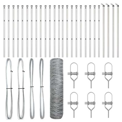 Оградa с колчета Сребрист 0.8 x 50 м Покрит със PVC стомана