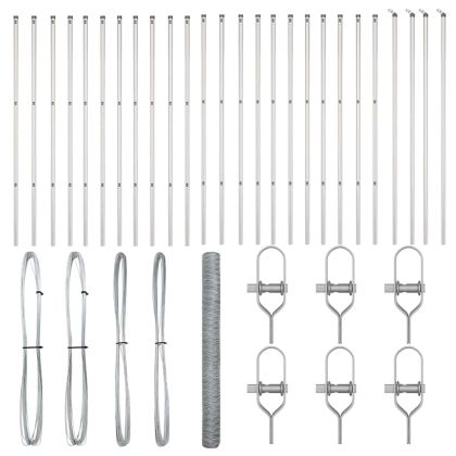 Оградa с колчета Сребрист 1.5 x 50 m Покрит със PVC стомана