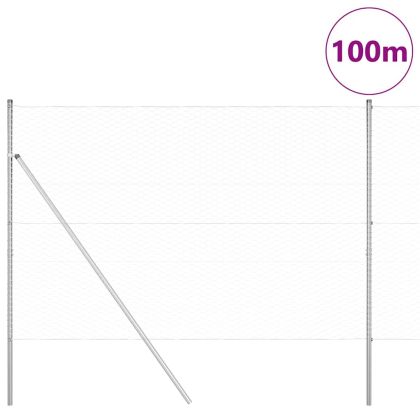 Оградa с колчета Сребрист 1.5 x 100 м Покрит със PVC стомана