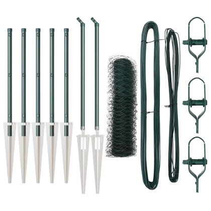 Стълб за ограда. Зелен 10 x 0,6 м (36 мм мрежа) Стомана и PVC