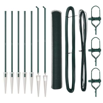 Оградa с колчета Зелен 1 x 10 m Покрит със PVC стомана