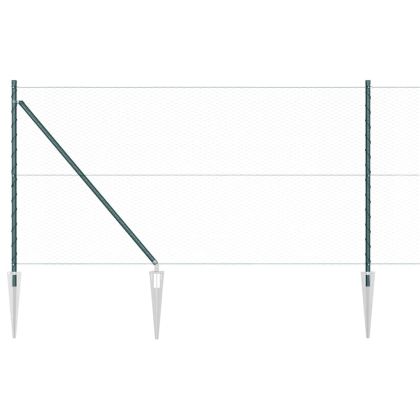 Оградa с колчета Зелен 1 x 10 m Покрит със PVC стомана