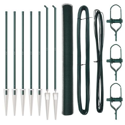 Оградa с колчета Зелен 1.5 x 10 m Покрит със PVC стомана