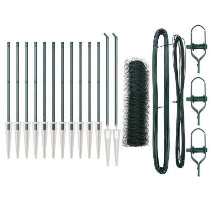 Оградa с колчета Зелен 0.5 x 25 м Покрит със PVC стомана