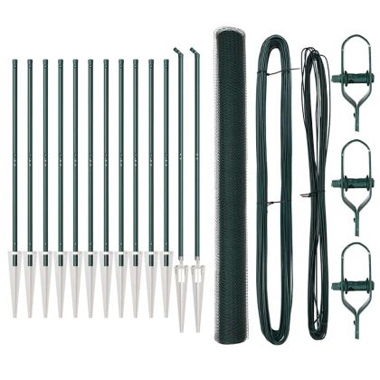 Оградa с колчета Зелен 1.5 x 25 m Покрит със PVC стомана