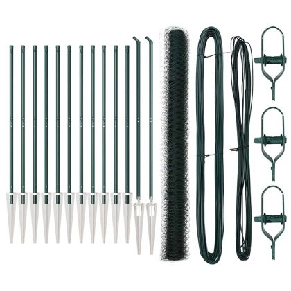 Оградa с колчета Зелен 1.6 x 25 m Покрит със PVC стомана