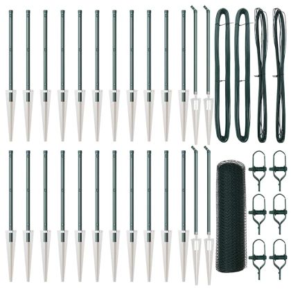 Оградa с колчета Зелен 0.6 x 50 м Покрит със PVC стомана