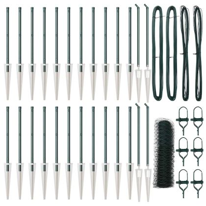 Оградa с колчета Зелен 0.6 x 50 м Покрит със PVC стомана