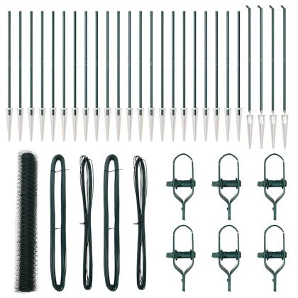 Оградa с колчета Зелен 1.2 x 50 m Покрит със PVC стомана