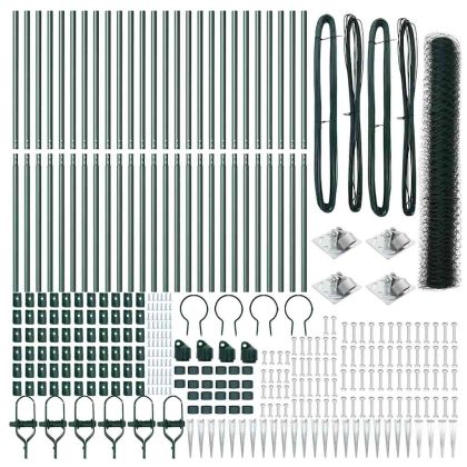 Оградa с колчета Зелен 1.2 x 50 m Покрит със PVC стомана
