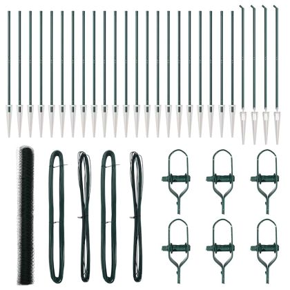 Оградa с колчета Зелен 1.6 x 50 m Покрит със PVC стомана