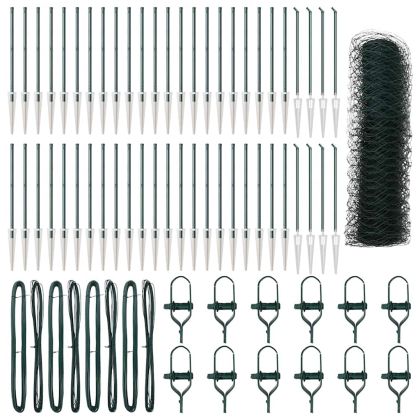 Оградa с колчета Зелен 0.4 x 100 м Покрит със PVC стомана