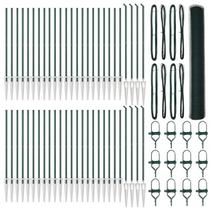 Оградa с колчета Зелен 1.2 x 100 m Покрит със PVC стомана