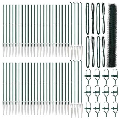 Оградa с колчета Зелен 1.4 x 100 m Покрит със PVC стомана