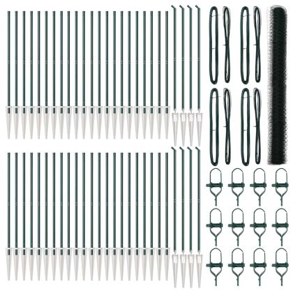 Оградa с колчета Зелен 1.5 x 100 м Покрит със PVC стомана