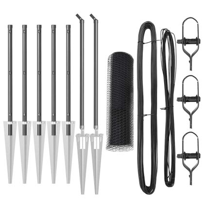 Оградa с колчета Сив 0.6 x 10 м Покрит със PVC стомана