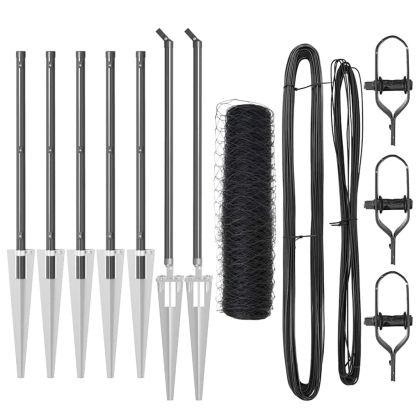 Оградa с колчета Сив 0.6 x 10 м Покрит със PVC стомана