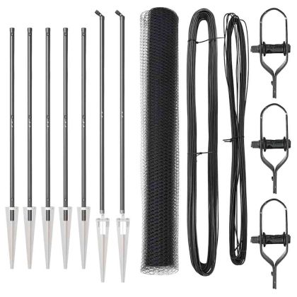 Стълб за ограда. Сив 10 x 1,2 м (25 мм мрежа) Стомана и PVC