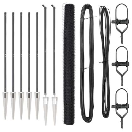 Оградa с колчета Сив 1.5 x 10 m Покрит със PVC стомана