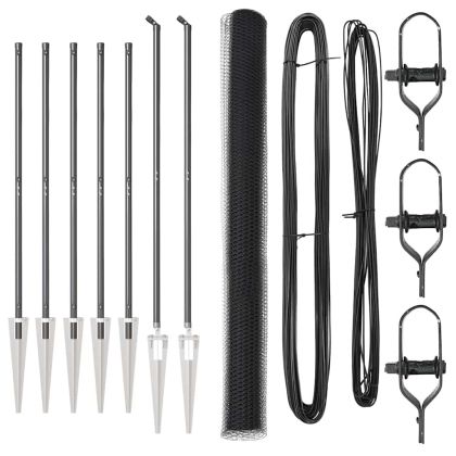 Оградa с колчета Сив 1.6 x 10 m Покрит със PVC стомана