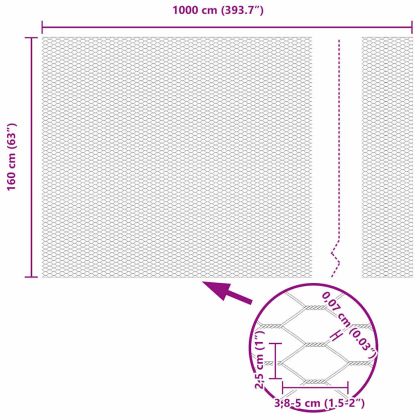Оградa с колчета Сив 1.6 x 10 m Покрит със PVC стомана