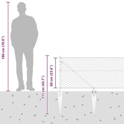 Оградa с колчета Сив 0.6 x 25 м Покрит със PVC стомана