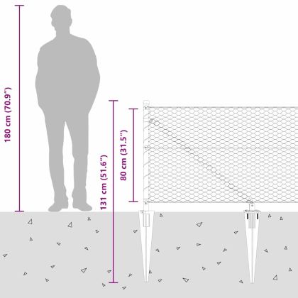 Оградa с колчета Сив 0.8 x 25 m Покрит със PVC стомана