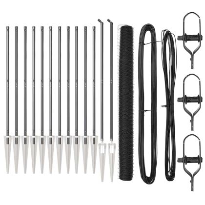 Оградa с колчета Сив 1.5 x 25 m Покрит със PVC стомана