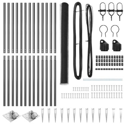 Оградa с колчета Сив 1.6 x 25 m Покрит със PVC стомана