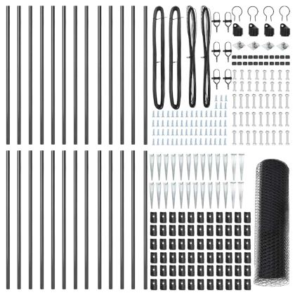 Оградa с колчета Сив 0.6 x 50 м Покрит със PVC стомана