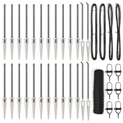 Оградa с колчета Сив 0.8 x 50 м Покрит със PVC стомана