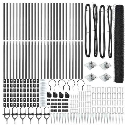 Оградa с колчета Сив 1.4 x 50 m Покрит със PVC стомана