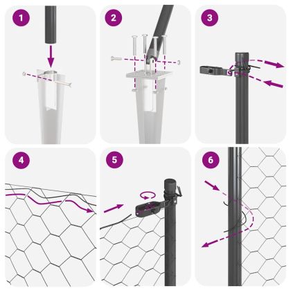 Оградa с колчета Сив 1.5 x 50 m Покрит със PVC стомана
