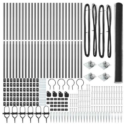 Оградa с колчета Сив 1.6 x 50 m Покрит със PVC стомана