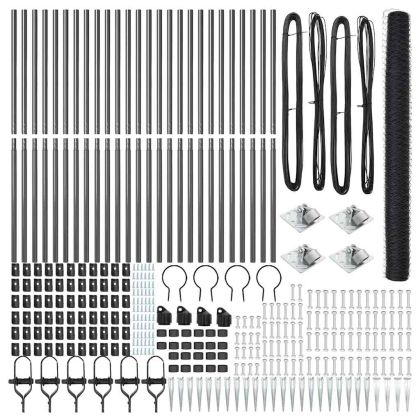 Оградa с колчета Сив 1.6 x 50 m Покрит със PVC стомана