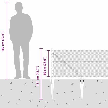 Оградa с колчета Сив 0.6 x 100 м Покрит със PVC стомана