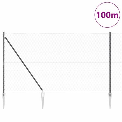 Оградa с колчета Сив 1.6 x 100 m Покрит със PVC стомана